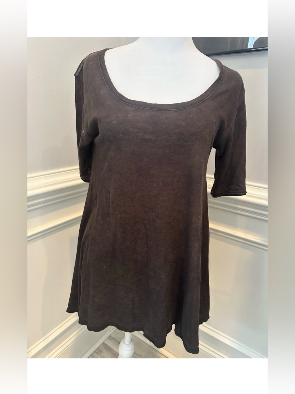 We The Free Black Short Sleeve Swing Top, Scoop Neck Oversized XS